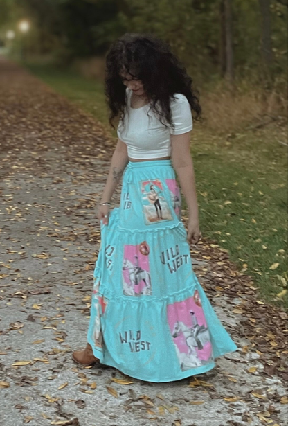 Baha Ranch Retro Pop Western Prairie Maxi Skirt