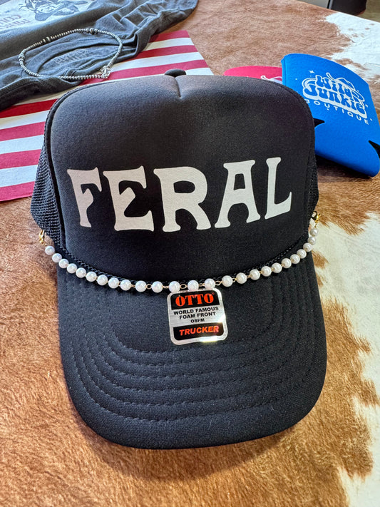 Faux Pearl Trucker Hat Chain