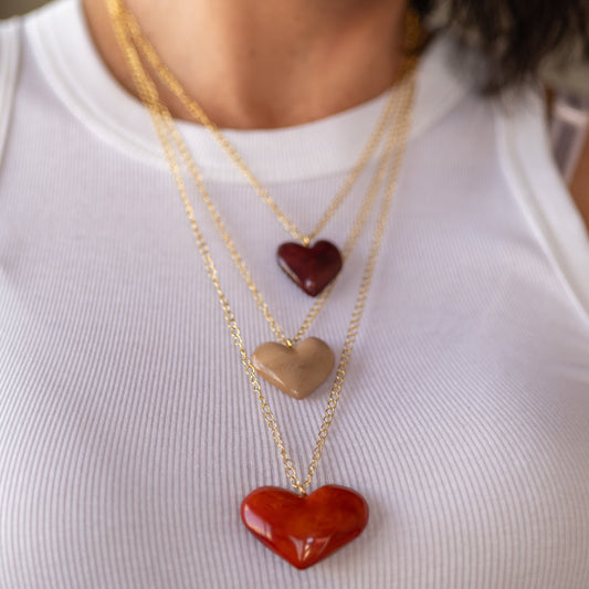 TRES HEART NECKLACE | TRIPLE STRAND HEART NECKLACE