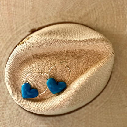 HEART CHARM HOOP EARRINGS