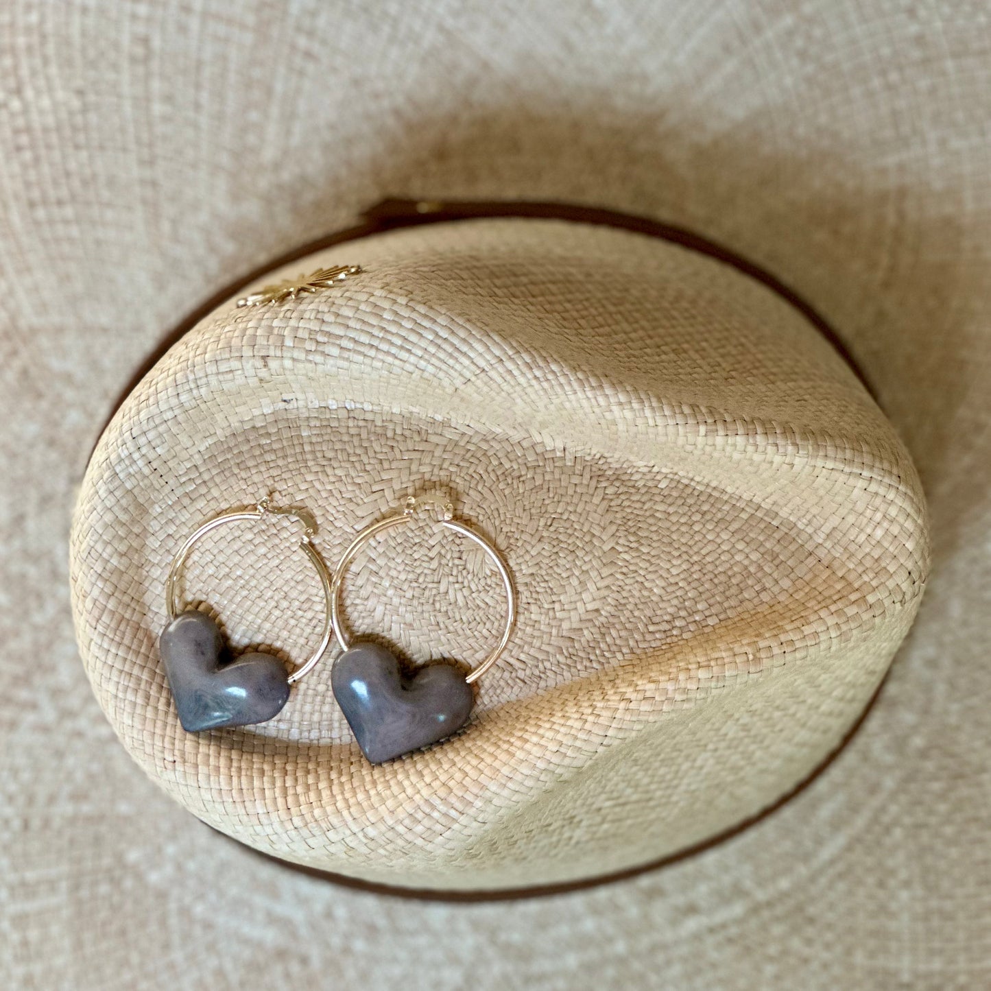 HEART CHARM HOOP EARRINGS