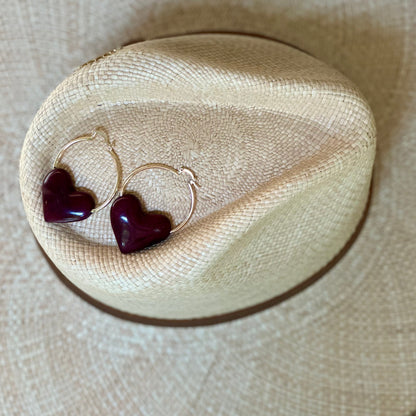 HEART CHARM HOOP EARRINGS