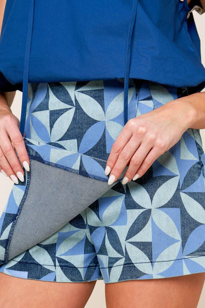 ENTICING DARLING BLUE DENIM SKORT