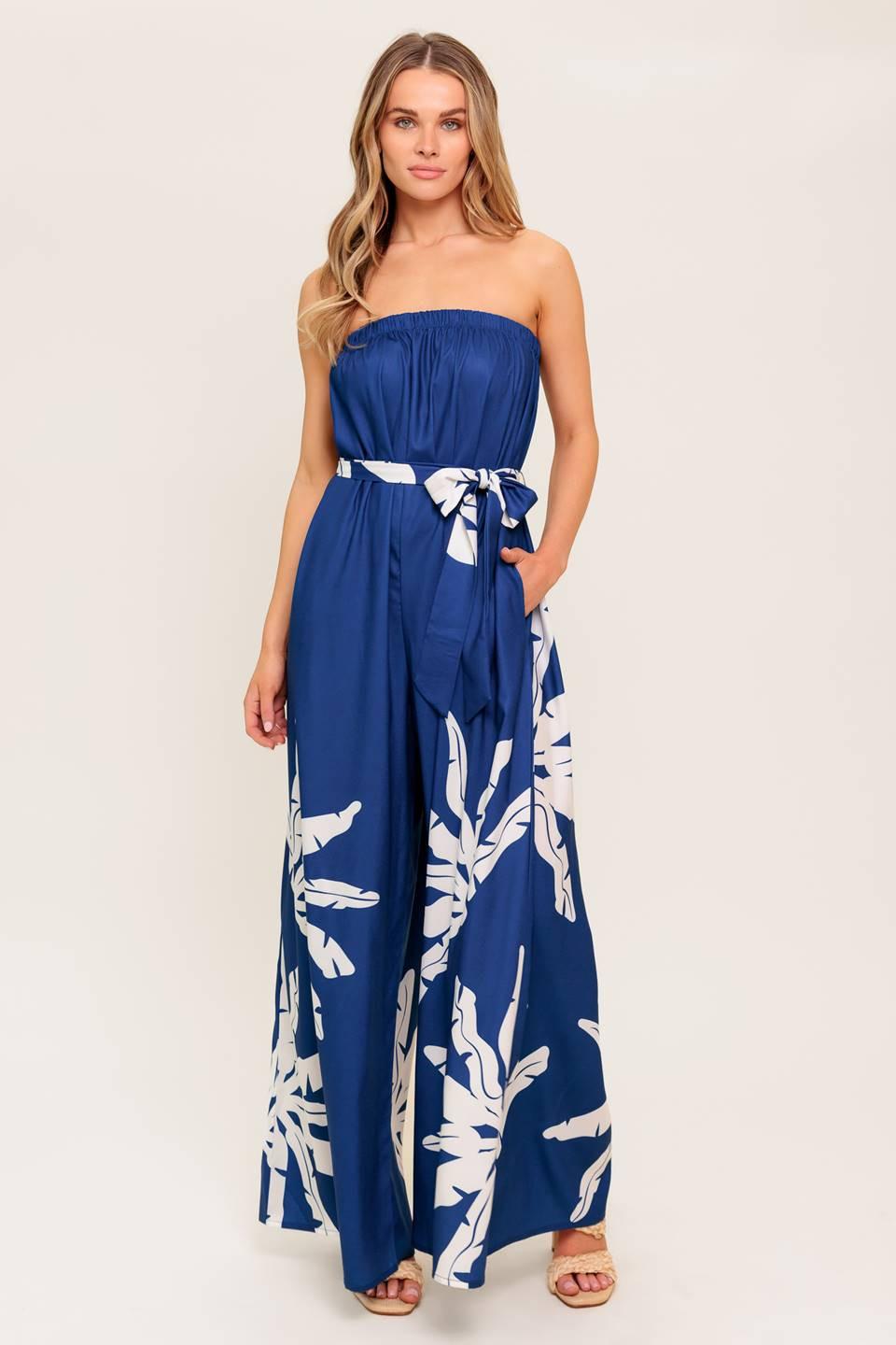 SERENE DAYS NAVY WOVEN JUMPSUIT