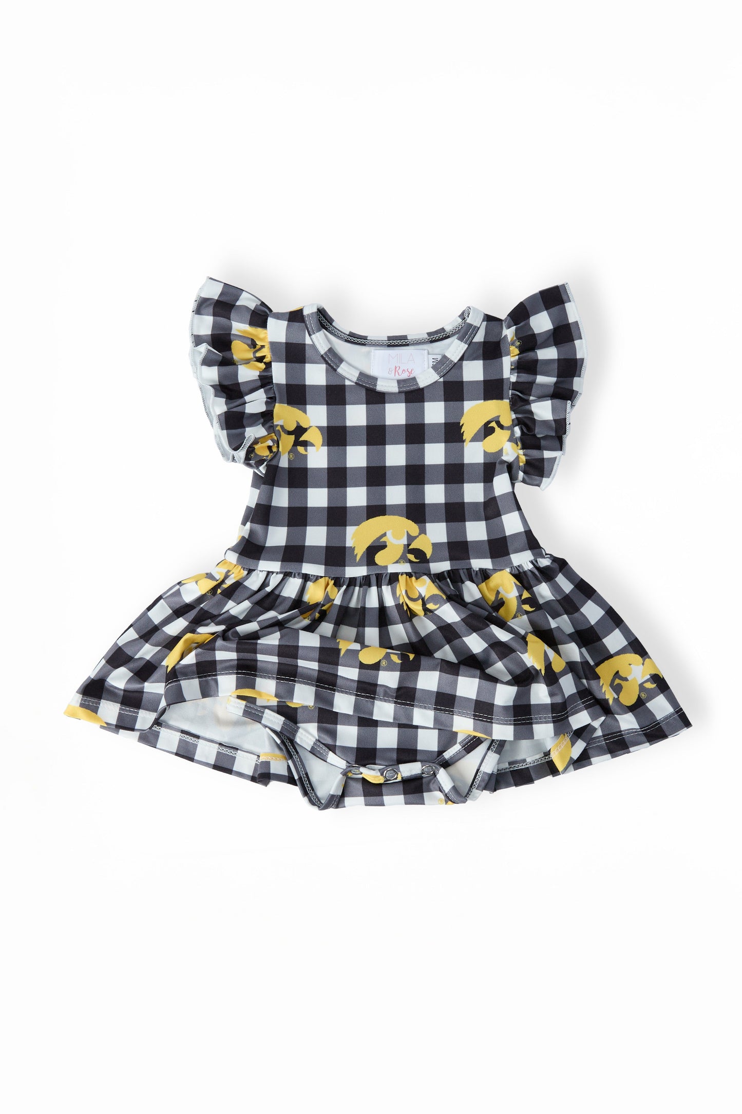 Iowa Plaid Tigerhawk S/S Flutter Twirl Bodysuit