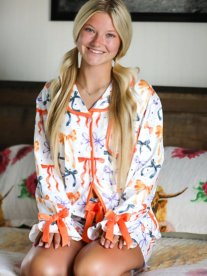 Halloween Mommy and Me Bow Print Pajama Set