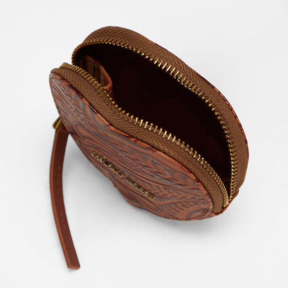 Loyal West CUPID COIN POUCH IN HAND FINISHED EMBOSSED LEATHER - BROWN