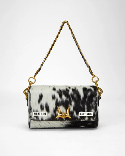 Loyal West SAVI MINI BAG IN BLACK & WHITE COWHIDE