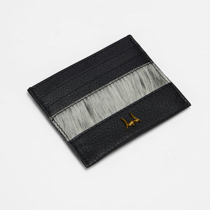 Loyal West SHELL CARD HOLDER IN BLACK & WHITE COWHIDE