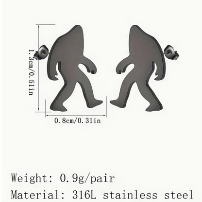 Bigfoot/Sasquatch stainless steel stud earrings
