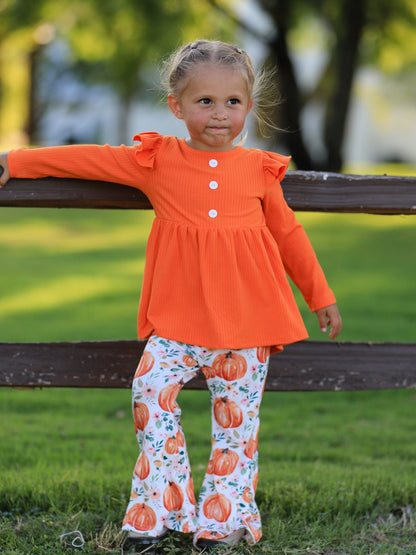 PREORDER Girls Fall Pumpkin Print Set
