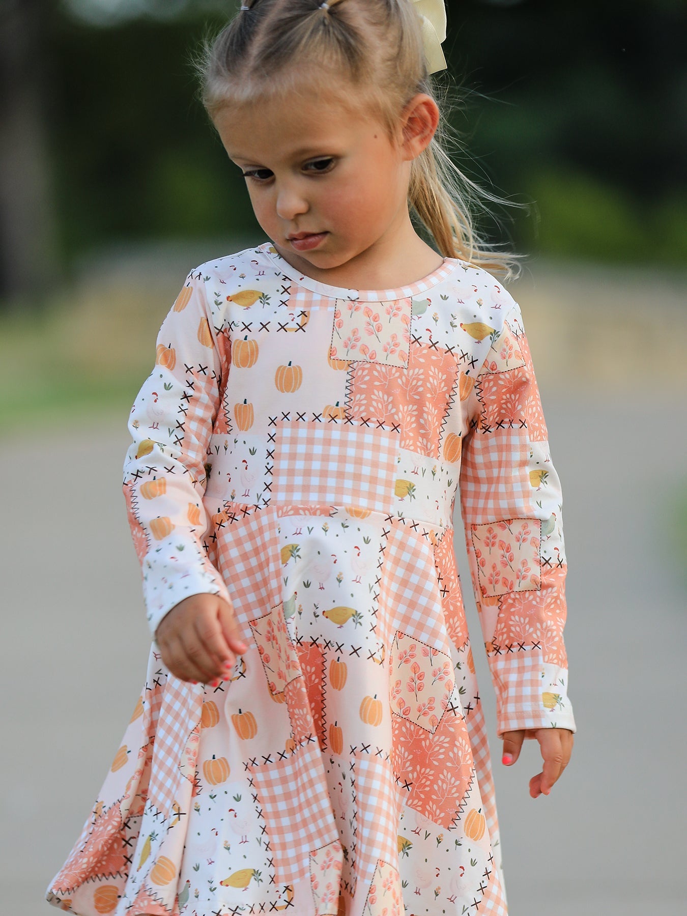Preorder Thanksgiving Halloween Patchwork Girls Dress