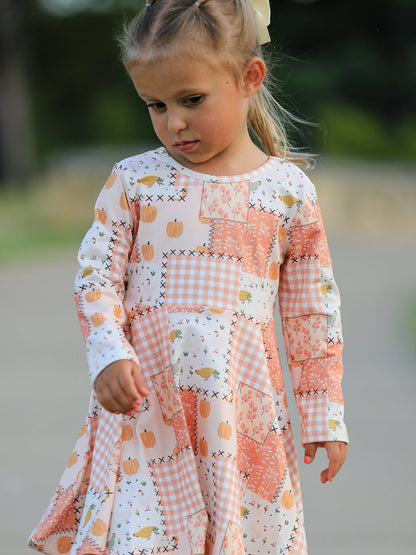 Preorder Thanksgiving Halloween Patchwork Girls Dress