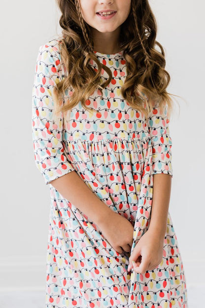 Merry & Bright 3/4 Sleeve Pocket Twirl Dress