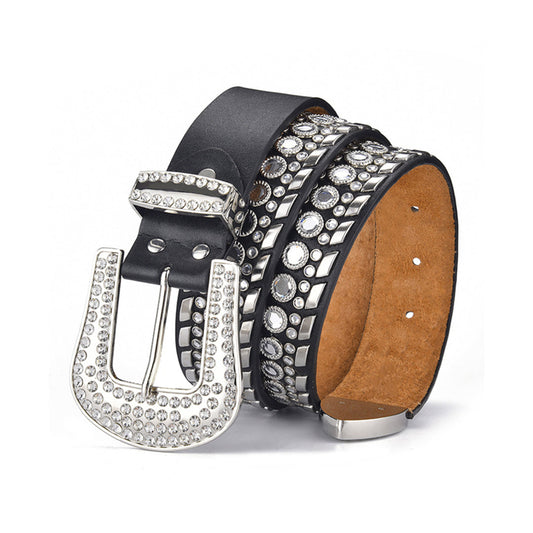 Black Strap Kippy Cowboy Rhinestone Belt