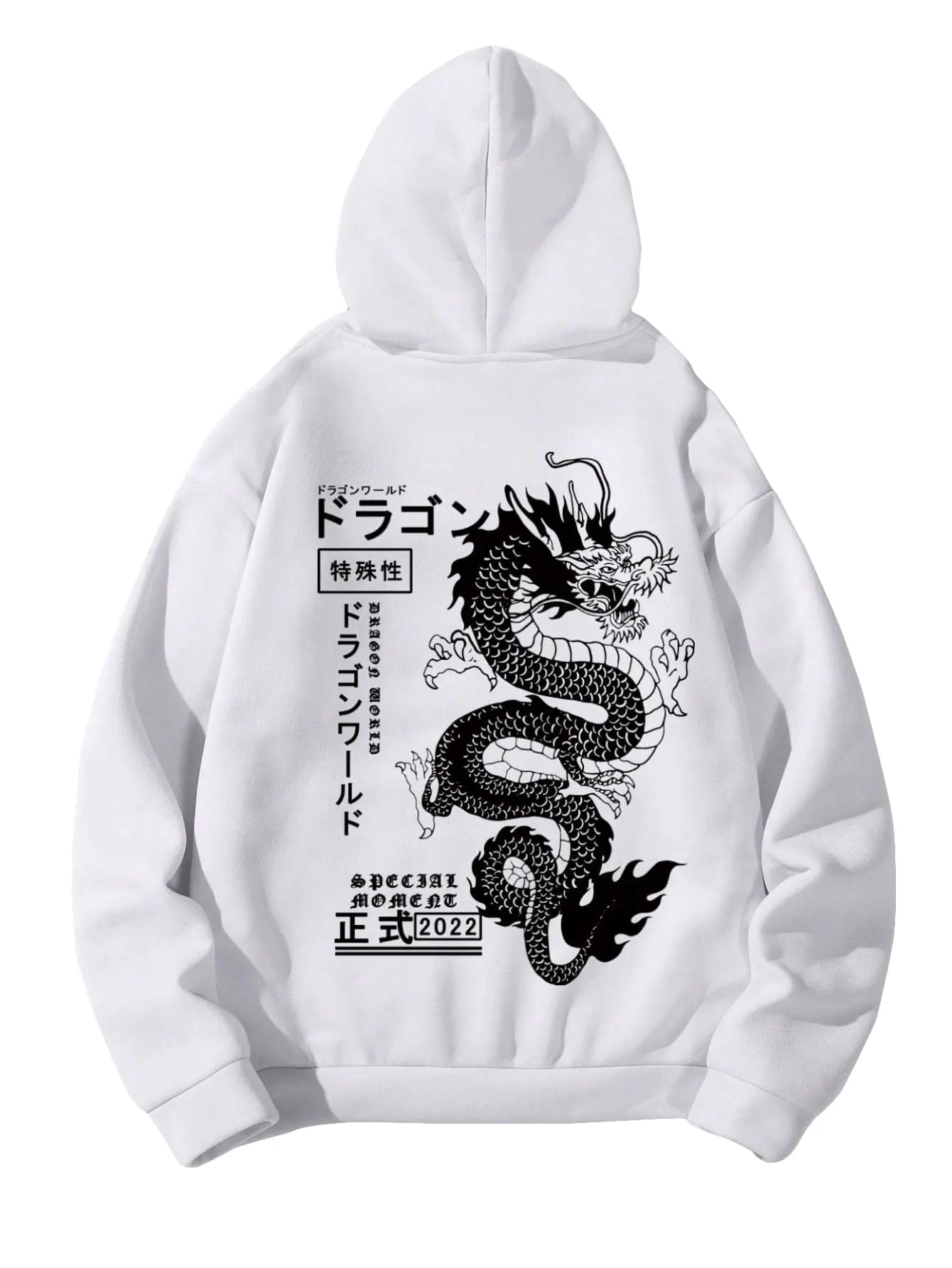 Mens Hoodies Graphic Print Long Sleeve Drawstring Pullover Hoodies Sweatshirt with Pocket Trendy White Medium