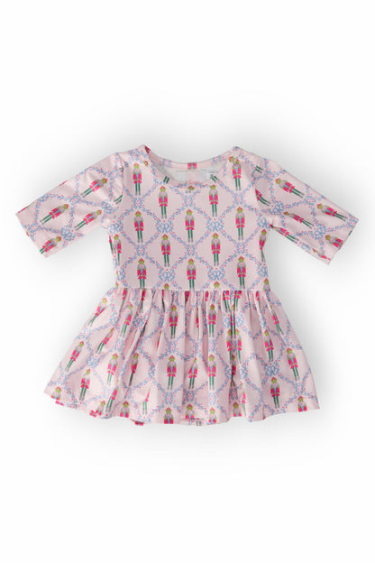 Pink Nutcracker 3/4 Sleeve Twirl Bodysuit
