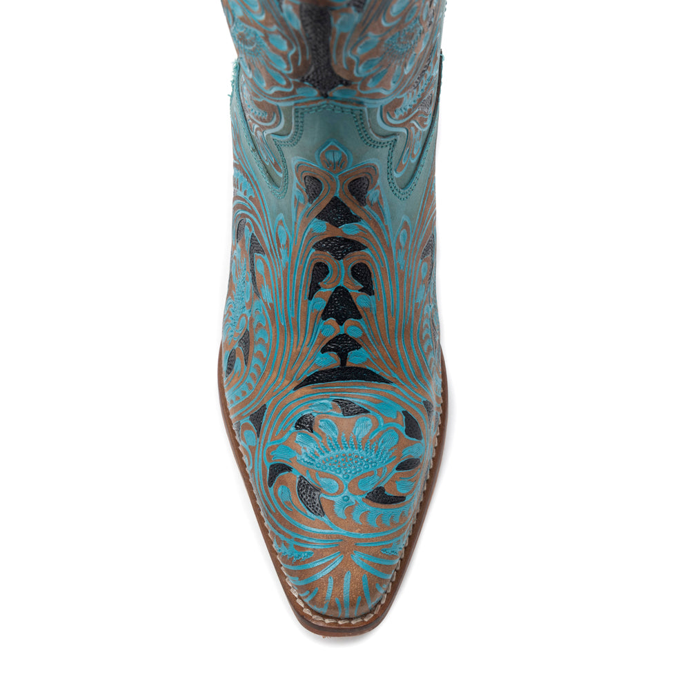 Myra Kasiopeah Cowgirl Leather Boots - Turquoise Western Boots for Women with Pointed Toe Heel
