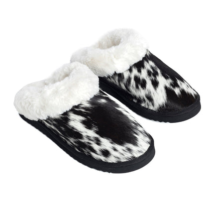 Myra Alamosa Shadow Fur-Lined Hairon Leather Slippers for Women â€“ Winter Indoor Comfort, Soft Sole, Western Style