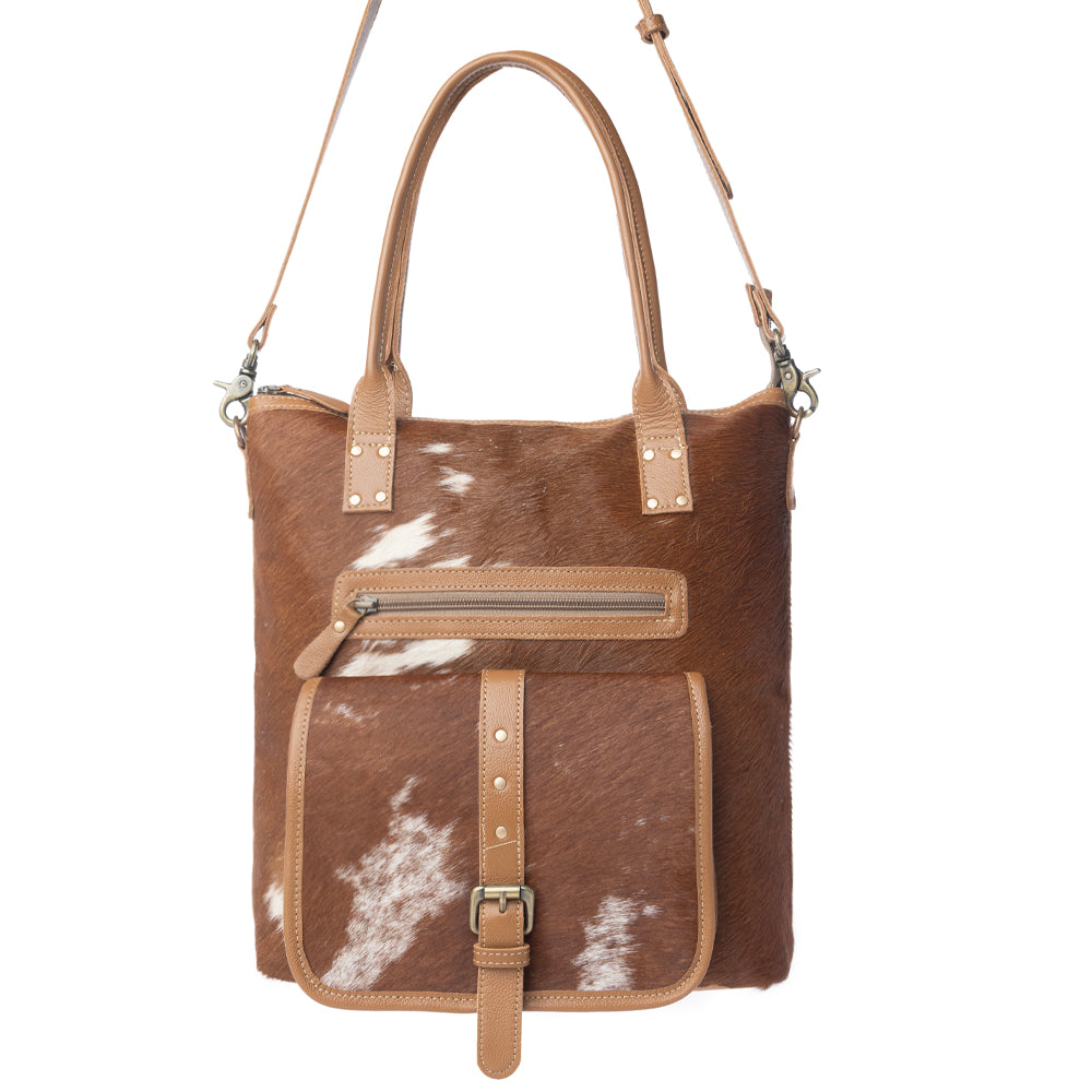Mesa Maverick Tote Bag in Brown & White