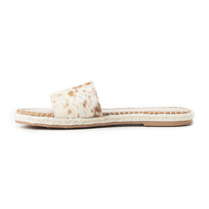 Running Pony Sandals In Brown & White Hairon