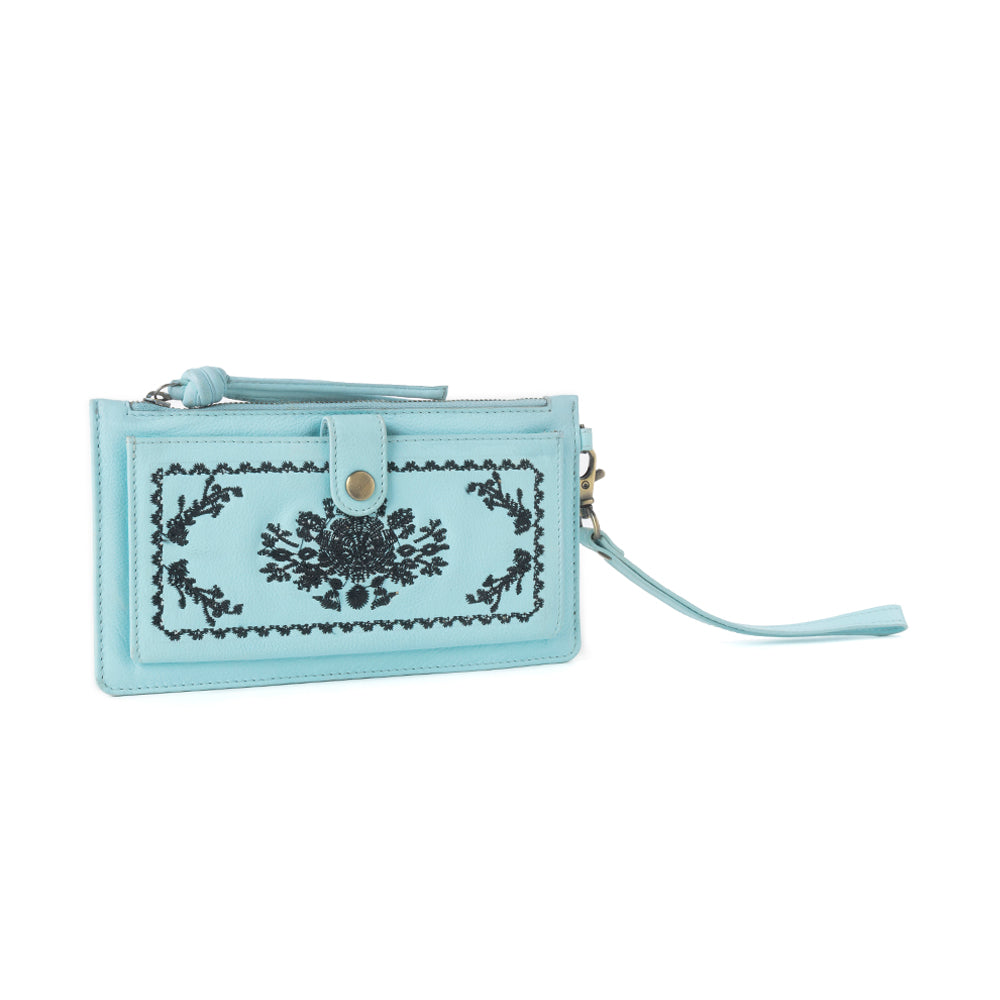 Azure Mesa Leather Wallet in Rodeo Blue