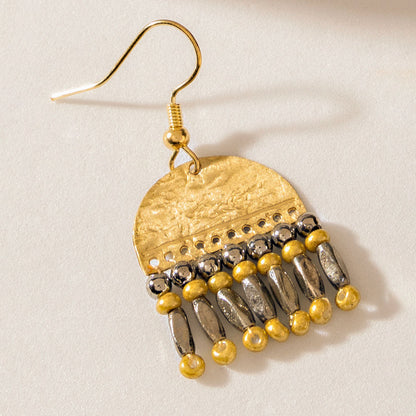 Myra Half Moon Bloom Earrings in Prairie Brass