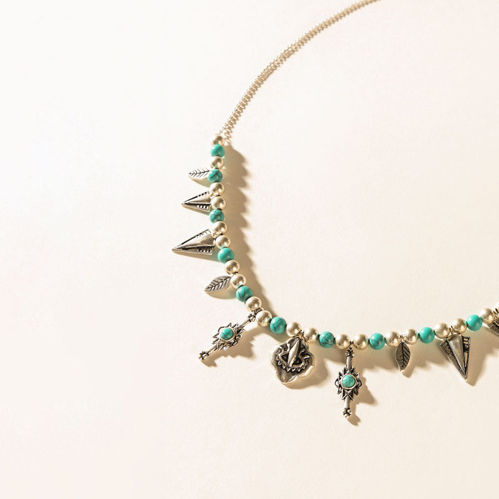 Myra Feather Song Necklace in Nomad Blue