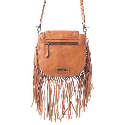 Myra Festival Ember Studded Leather Bag with Fringes in Western Clay