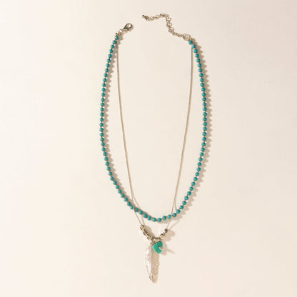 Myra Feathered Sage Necklace in Range Blue