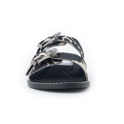 Myra Midnight Grove Hairon Leather Sandals in Ranch Ivory