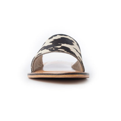 Myra Mojave Herd Hairon Leather Sandals in Creamhide White