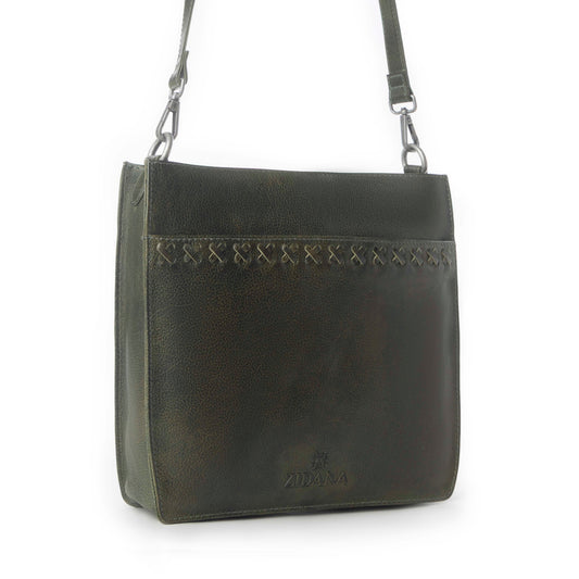Myra Zidana Mirelle Woven Veg Tanned Leather Sling Bag in Oliva Nero