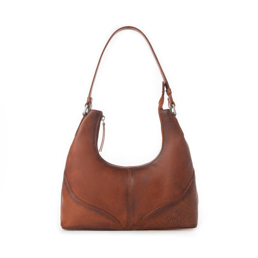 Myra Zidana Winchester Loop Veg Tanned Leather Shoulder Bag in Maple Glaze
