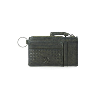 Myra Zidana Vino Braided Veg Tanned Leather Wallet in Moss Noir
