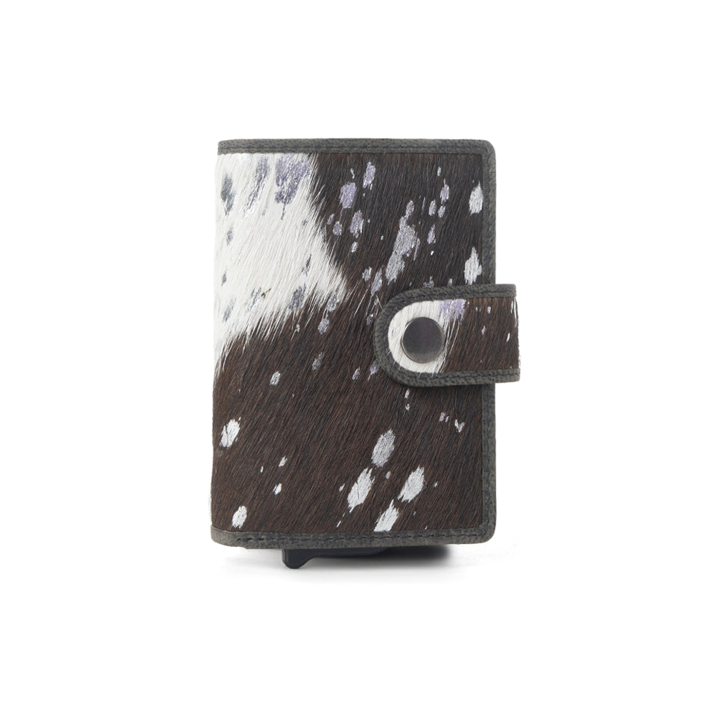 Myra Monsoon Ink Hairon Leather Credit Card Holder in Dust Black