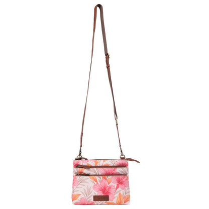 Myra Maple Ridge Cotton & Leather Crossbody Bag in Rose Petal
