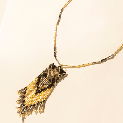 Myra Sun Strung Beaded Necklace in Brown