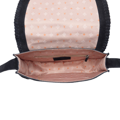 Myra Yellowstone Iron Frontier Suede Leather Bag in Jet Black