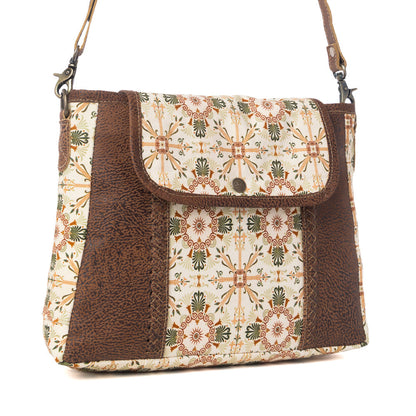 Myra Oakline Cotton & Leather Shoulder Bag in Oat Brown