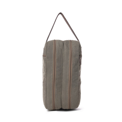 Myra Sunstone Cotton & Leather Boot Bag in Clay Fern