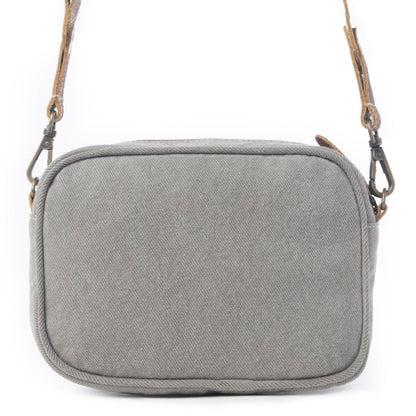 Myra Temptation Tribal Pattern Small Crossbody Bag for Women â€“ Geometric Canvas Front, Adjustable Leather Strap for Everyday Western Style