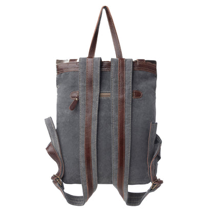 Myra Vibe with Me Hairon Canvas Backpack for Women Mandala Print, Leather Straps for Boho Travel & Western Day Trips