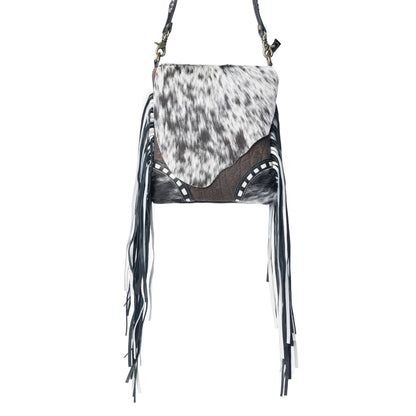 Myra Corral Tempo Leather Concealed Carry Sling  - Fringed Hairon Crossbody Bag with Adjustable Strap for Rugged Touch