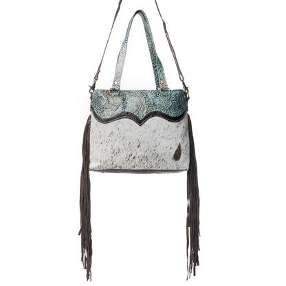 Turquoise Zapata Leather & Hairon Bag.