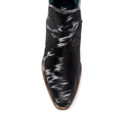 Sunset Bloom Split-Top Hair-On Hide Boots In Black & White