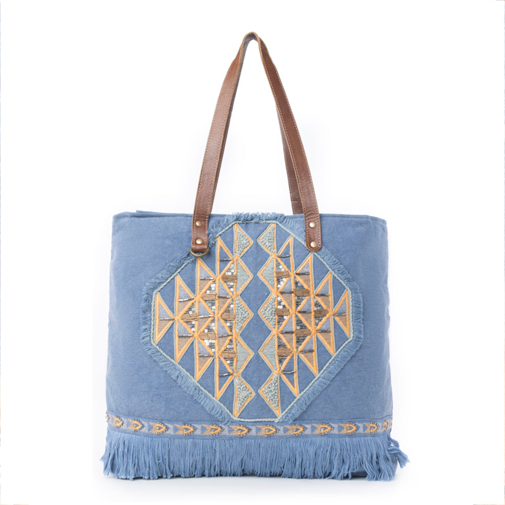 Ember Reflections Embroidered Tote Bag