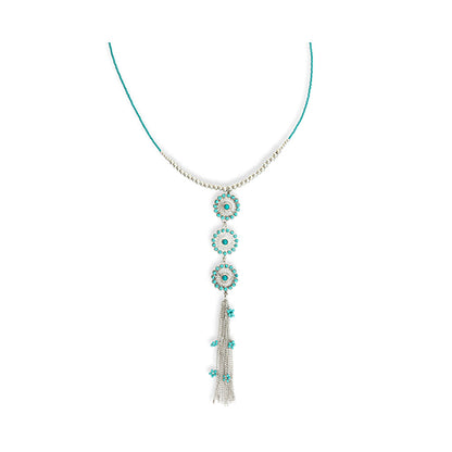 Bloom Flower Mini Concho Tassled Necklace