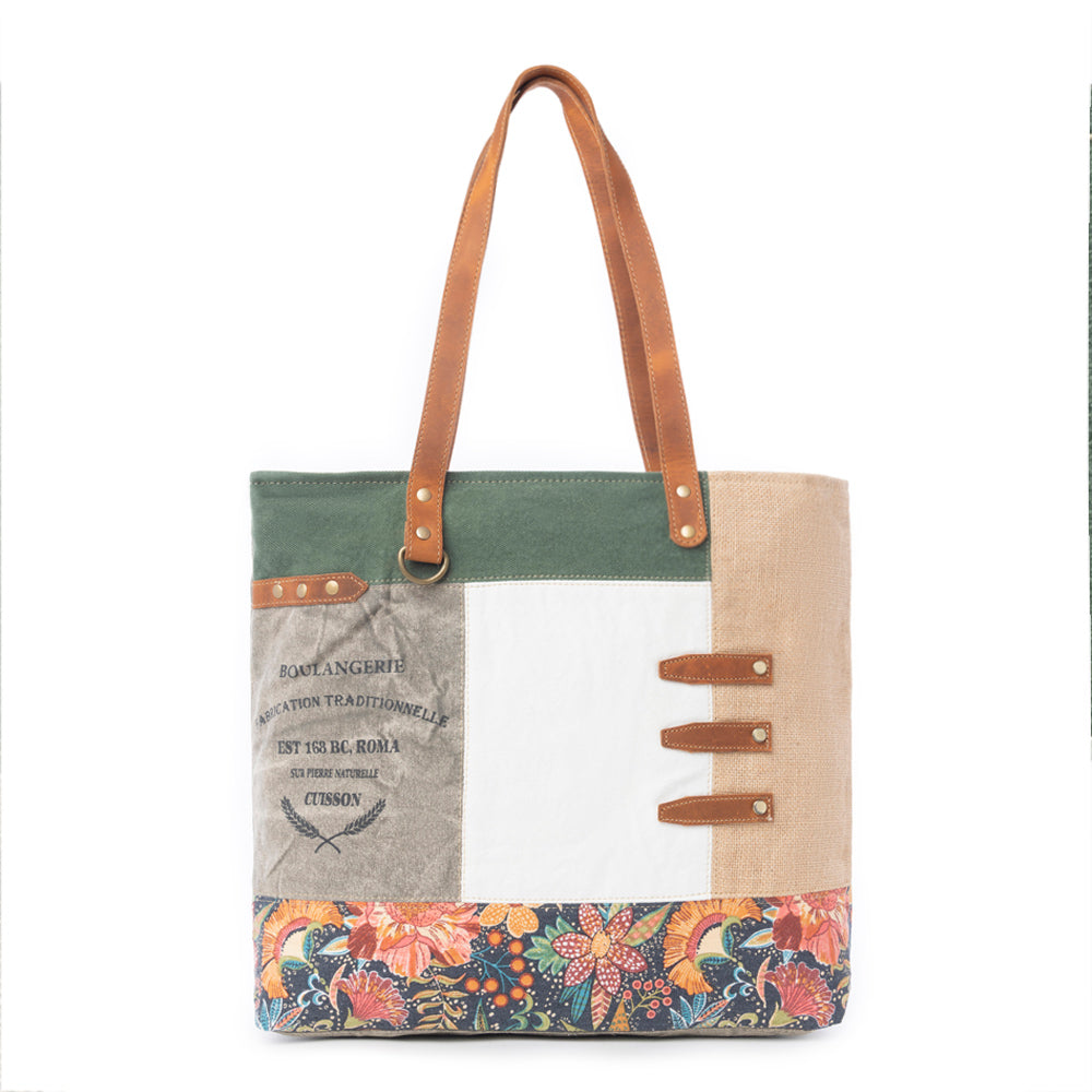 Boulangerie Floral Trim Tote Bag