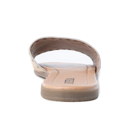 Myra Lettie Ridge Light Hair-On Leather Flip Flops for Women - Western Slide Sandals with Soft Sole for Casual Comfort